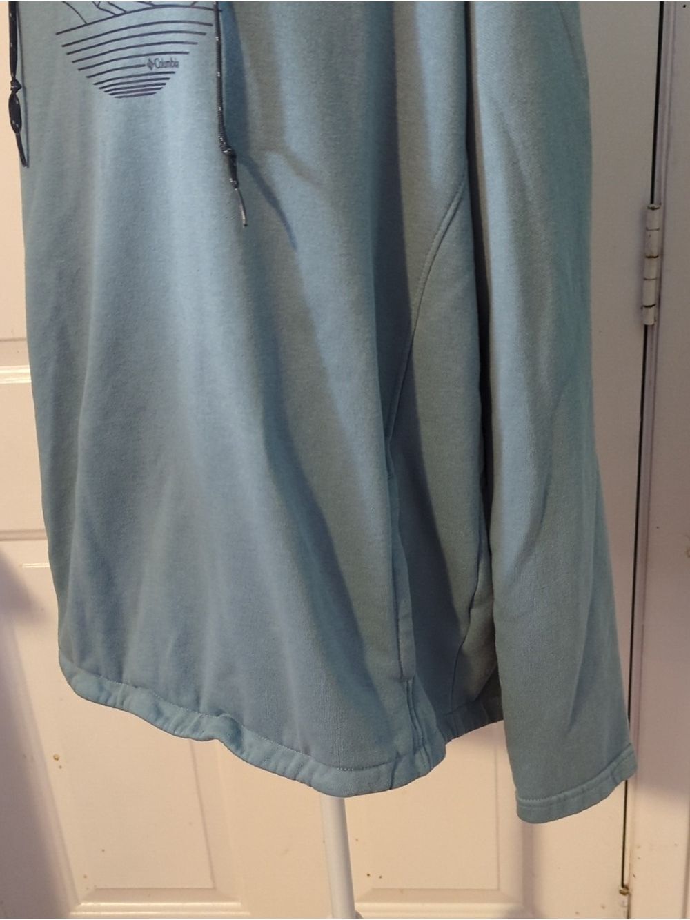 Columbia Men's Light Blue Fleece Hoodie Pullover Mountain Ski Snowboard Large - Picture 3 of 14